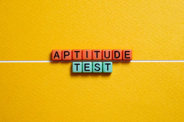 Aptitude Test Word Concept Cubes Text Letters — Stock Photo, Image