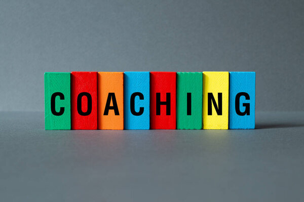 Coaching Concepto Palabra Bloques Construcción Texto Letras — Foto de Stock