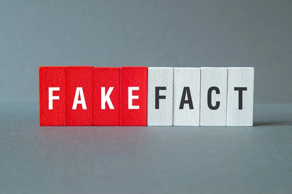 Fake Fact - word concept on building blocks, text, letters