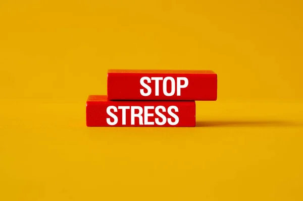 Stop Sress Wortkonzept Auf Bausteinen Text Buchstaben — Stockfoto