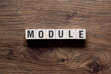 Module - word concept on building blocks, text, letters clipart
