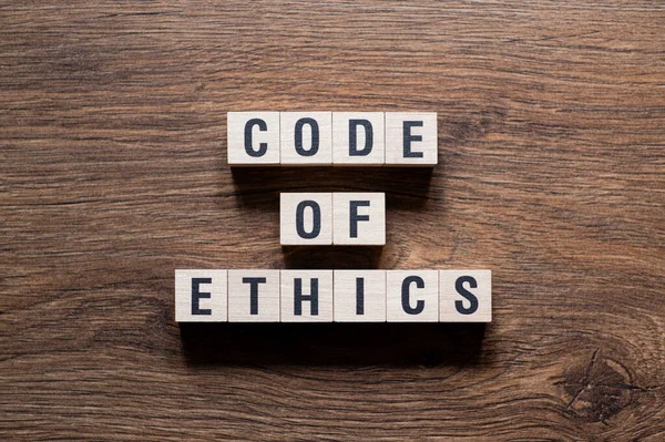 Código Ética Concepto Palabra Sobre Bloques Construcción Texto Letras — Foto de Stock