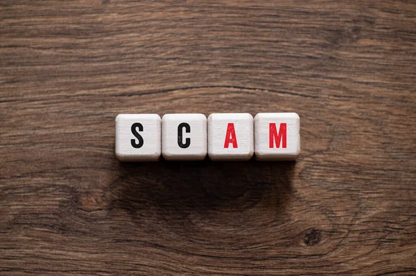 Scam Word Concept Building Blocks Text Letters — Stock Photo, Image