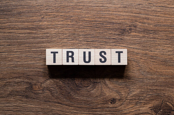 Trust - word concept on building blocks, text, letters