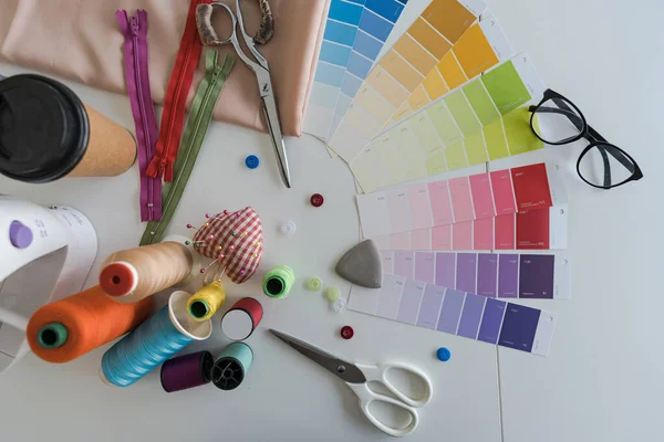 Muestras Color Para Diseñador Moda Creativo Mesa — Foto de Stock