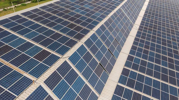 Tecnología Células Solares Célula Solar Techo Industria Fábrica Paneles Solares —  Fotos de Stock