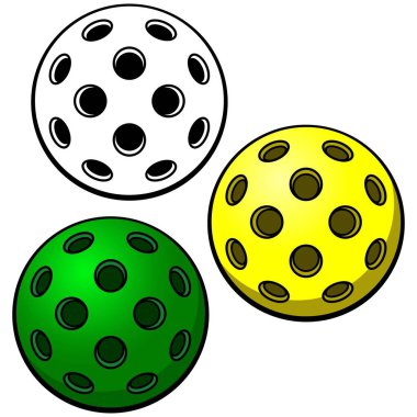 Pickleball, Yeşil, Sarı, Beyaz, El Çizimi Vektör çizimleri, Şeffaf Arkaplanda İzole