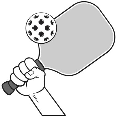 Pickleball Player Hand Illustration, Hand Drawn Vector Illustration, Şeffaf Arkaplanda İzole Edilmiş