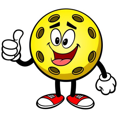 Pickleball Yellow Ball W Thumbs Up, Hand Drawn Vector illustration, Isolated On Transparent Background clipart