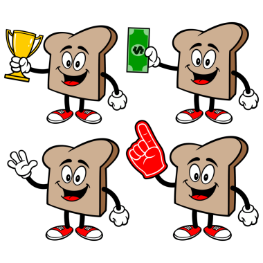 Ekmek Karakteri Seti 01, El Çizimi Çizimleri, Şeffaf Arkaplanda İzole Edildi