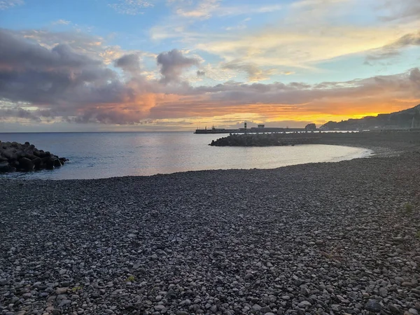 Coucher Soleil Pittoresque Funchal Sur Île Madère — Photo