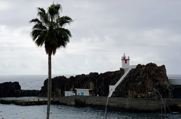 stock image small lighthouse in camara de lobos on madeira island