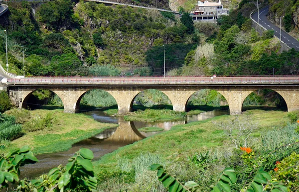 Madeira Adasında Köprüsü Olan Bir Sokak — Stok fotoğraf