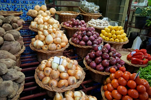 Čerstvé Ovoce Slavném Farmářském Trhu Madeira Funchal — Stock fotografie