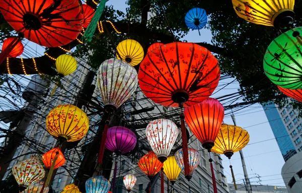 Lanterna Vietnamita Tradicional Nas Ruas Manila — Fotografia de Stock