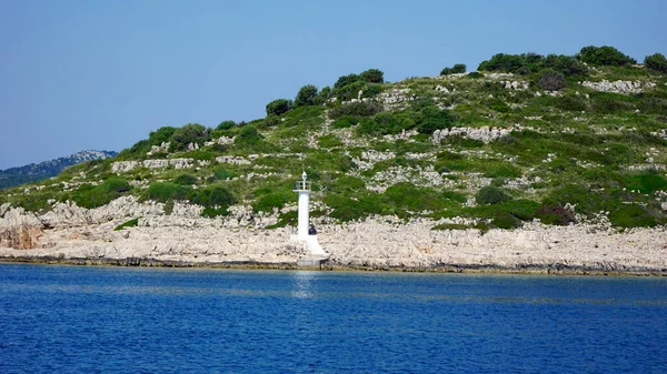 Faro Una Isla Kornati Croacia — Foto de Stock