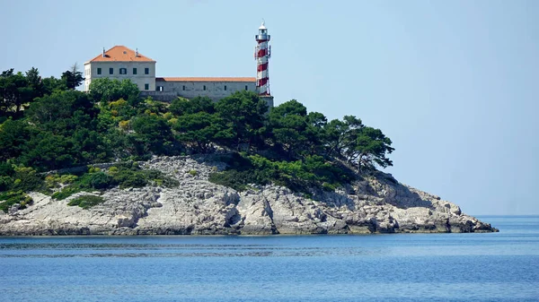 Faro Una Isla Kornati Croacia — Foto de Stock