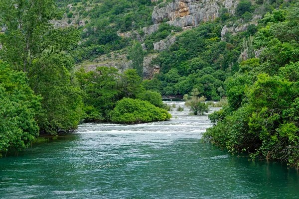 Malebná Zelená Krajina Krka Chorvatštině — Stock fotografie