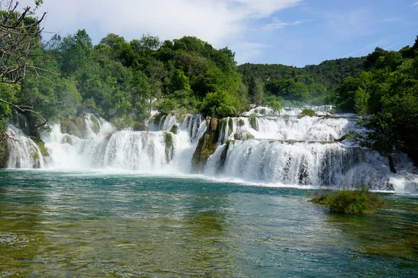 Scenic Waterfall Krka National Oark Croatia — Stock Photo, Image