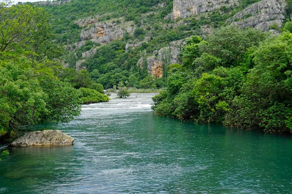 Naturskönt Grönt Landskap Krka Kroatia — Stockfoto