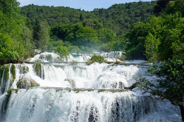Schilderachtige Waterval Krka Nationale Oark Kroatië — Stockfoto
