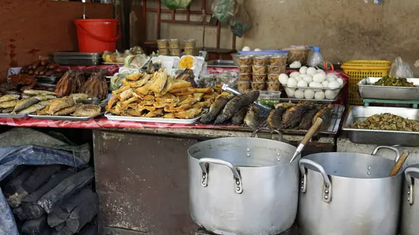 street food on local food market in phnom penh