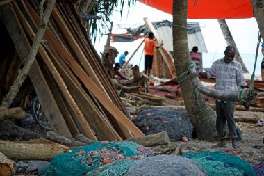 nungwi, Zanzibar - Ekim 2024: geleneksel dhow tersanesi