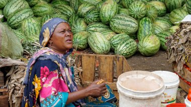 Stonetown, Zanzibar - October 2024: fruits at the local fresh market clipart