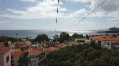 Funchal, Madeira 'da teleferik gezisi.