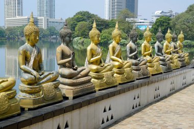 Sri Lanka 'daki Kolombo' daki manzaralı Budist tapınağı.