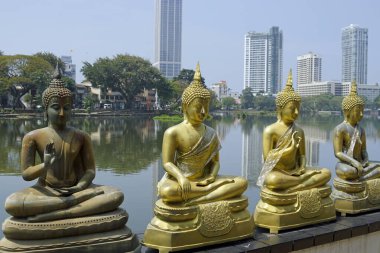 Sri Lanka 'daki Kolombo' daki manzaralı Budist tapınağı.