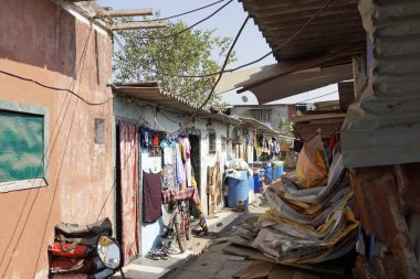 Hindistan 'da Mumbai' de basit bir balıkçı bölgesi.