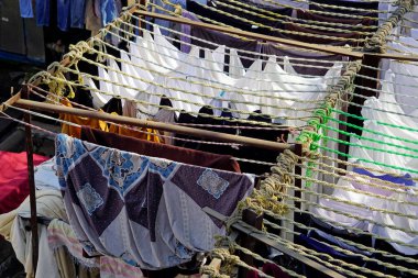 Mumbai, Hindistan 'daki Dhobi ghat gecekondu mahallesinde çamaşırhane.