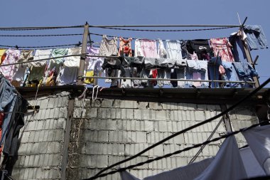 Mumbai, Hindistan 'daki Dhobi ghat gecekondu mahallesinde çamaşırhane.