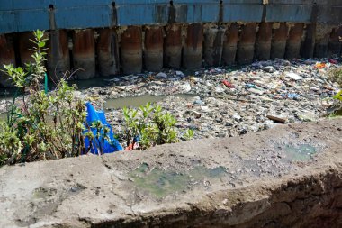 Mumbai, Hindistan 'daki Dharavi gecekondu mahallesinde çöp.
