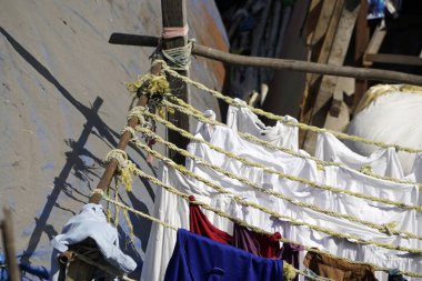 Mumbai, Hindistan 'daki Dhobi ghat gecekondu mahallesinde çamaşırhane.