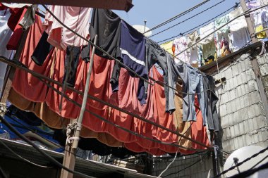 Mumbai, Hindistan 'daki Dhobi ghat gecekondu mahallesinde çamaşırhane.