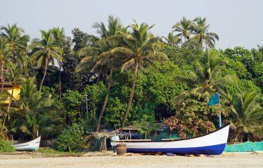 Goa 'daki Armitbol sahilinde bir tekne.