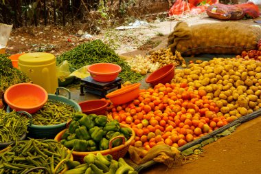 Hindistan 'daki çiftçi pazarından taze sebzeler.