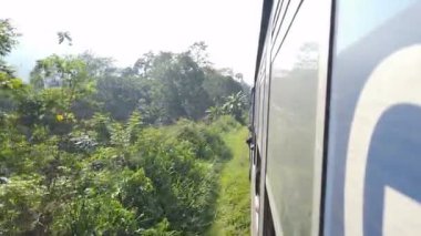 Ella, Sri Lanka 'nın dağ manzarasında tren yolculuğu