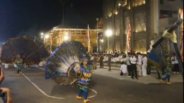 Colombo, Sri Lanka - 11 Şubat 2025: Gangaramaya Navam Maha Perahera festivalinde sanatçılar