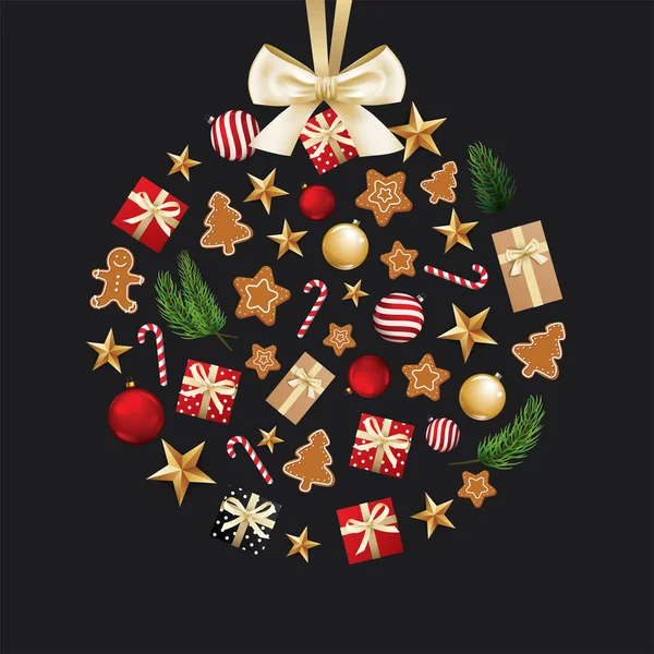 Veselé Vánoce Objektem Prvek Tvaru Skleněné Koule Pozadí Šťastný Sváteční — Stockový vektor