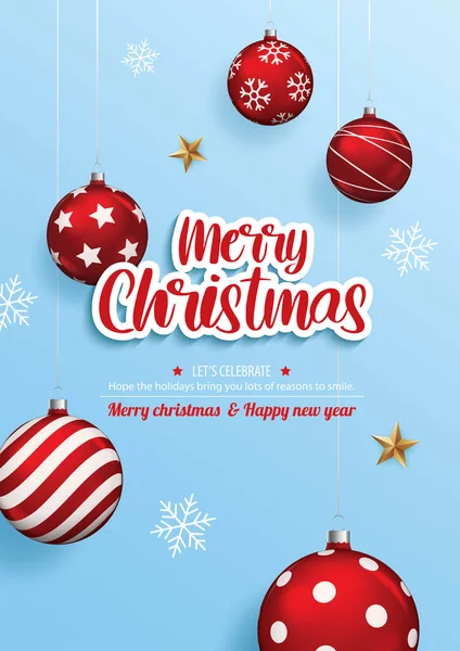 Joyeux Noël Avec Boule Verre Pour Flyer Brochure Conception Sur — Image vectorielle