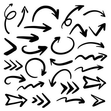 Hand drawn arrow icons set. Set of arrow doodle style.