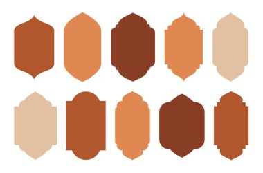 İslami ve Ramazan Kareem pencereleri doğu tarzında. Modern boho tasarım şablonu ile kenarlık ve çerçeve.