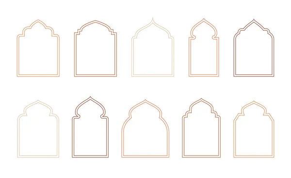 伊斯兰式和伊斯兰式的伊斯兰式和东方式的伊斯兰式窗户 带有现代Boho设计模板的边框 — 图库矢量图片