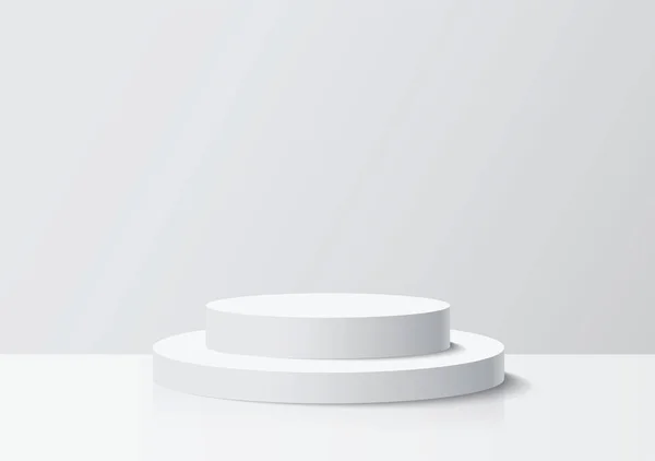 Estágio Cilindro Branco Pódio Pedestal Com Fundo Use Para Apresentação — Vetor de Stock