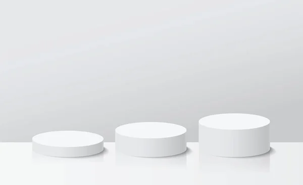 背景为白色圆筒舞台基座平台 用于产品展示 — 图库矢量图片
