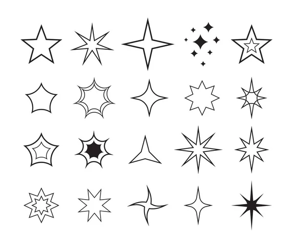 Csillag Ikon Szimbólum Elem Készlet Csillogó Csillogás Csillag Dekoratív Gyűjtemény — Stock Vector