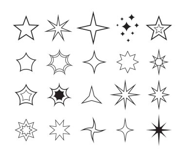 Yıldız simgesi ve sembol oluşturuldu. Göz kırpan yıldız dekoratif koleksiyonu.